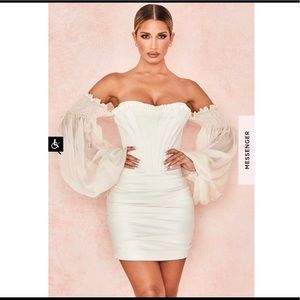 House of CB Cream Off-Shoulder Corset Mini Dress